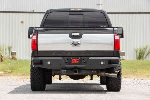 Ford F-350 Super Duty Rear Bumper - Rough Country - LED with Black-Series 2in LED Flush Mount Cubes - Black - '99-'16 Ford F-350 Super Duty Rear Bumper - Rough Country - LED with Black-Series 2in LED Flush Mount Cubes - Black - '99-'16